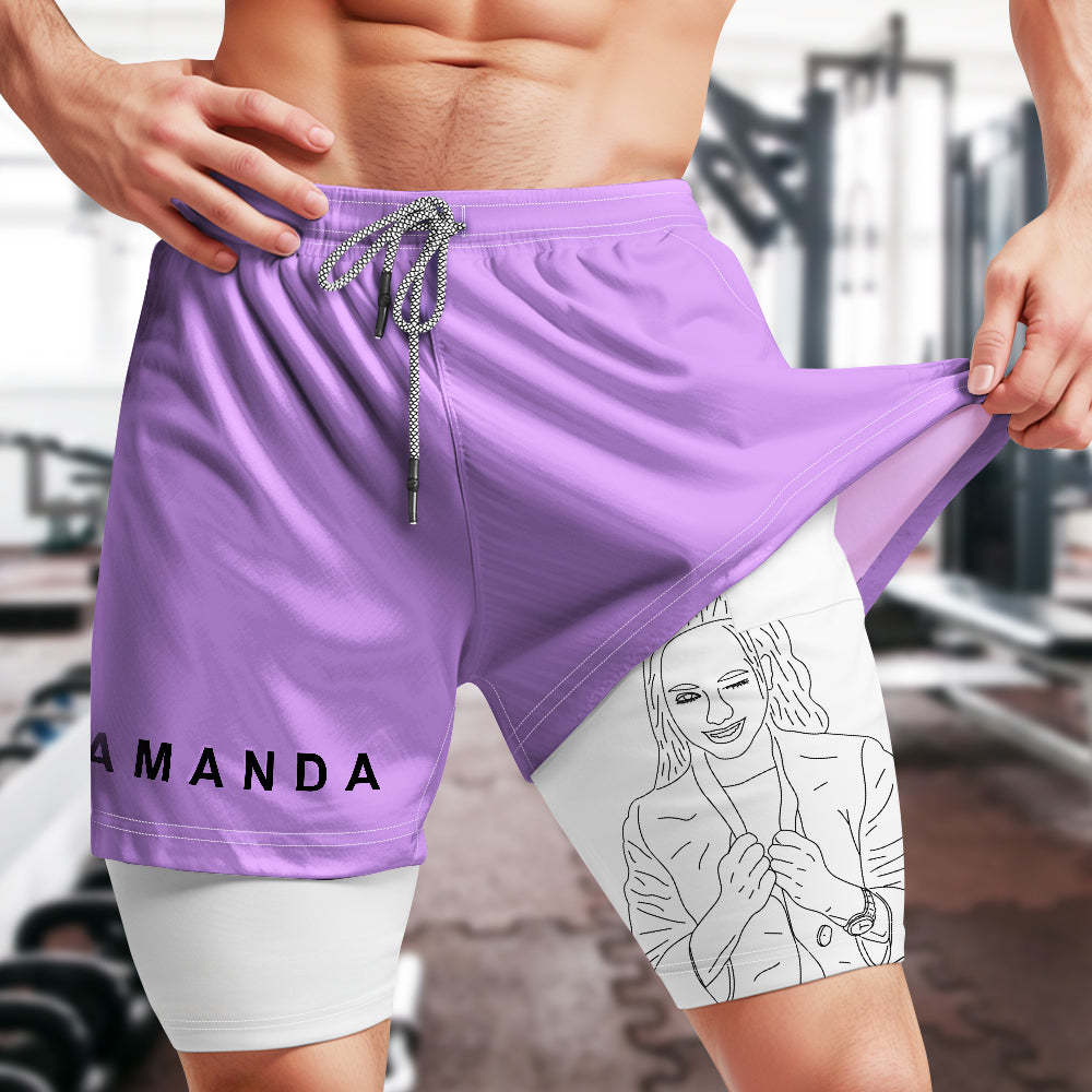 Custom Photo Men's Sports Shorts Personalized GYM Casual Workout Runni Sports Shorts Father's Day Gift - MyFaceBoxerUK