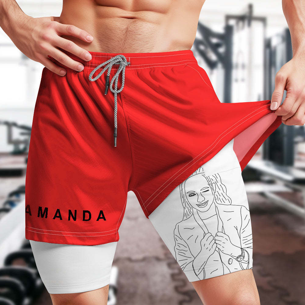 Custom Photo Men's Sports Shorts Personalized GYM Casual Workout Runni Sports Shorts Father's Day Gift - MyFaceBoxerUK