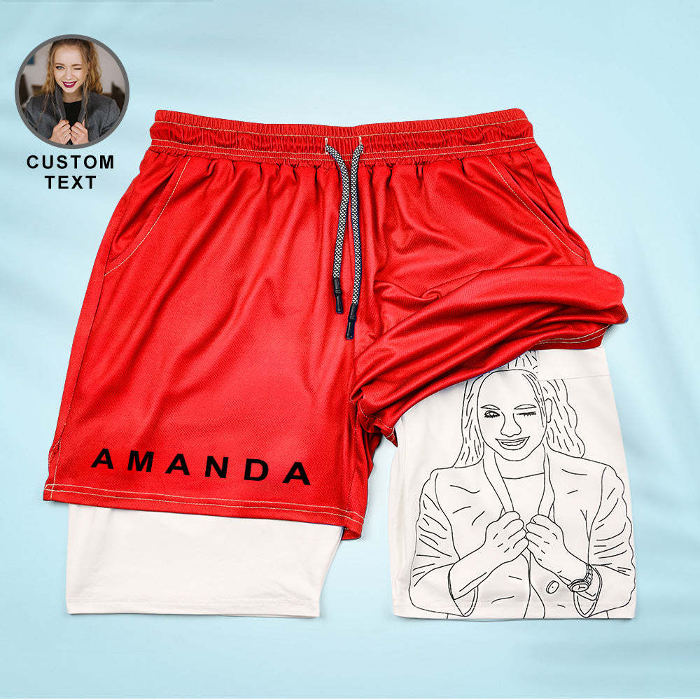 Custom Photo Men's Sports Shorts Personalized GYM Casual Workout Runni Sports Shorts Father's Day Gift - MyFaceBoxerUK