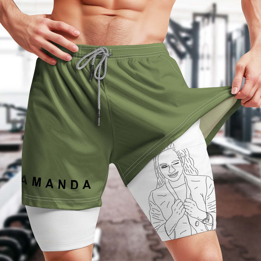 Custom Photo Men's Sports Shorts Personalized GYM Casual Workout Runni Sports Shorts Father's Day Gift - MyFaceBoxerUK
