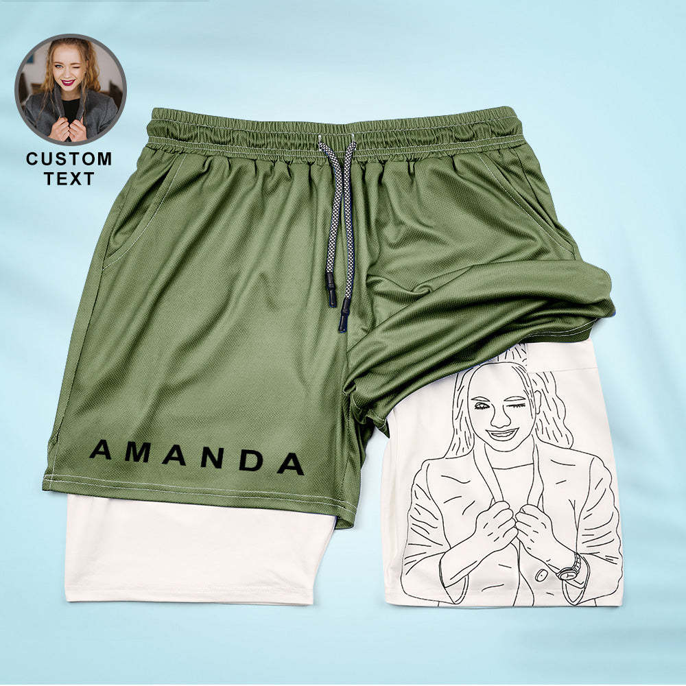 Custom Photo Men's Sports Shorts Personalized GYM Casual Workout Runni Sports Shorts Father's Day Gift - MyFaceBoxerUK