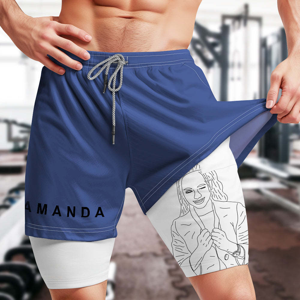 Custom Photo Men's Sports Shorts Personalized GYM Casual Workout Runni Sports Shorts Father's Day Gift - MyFaceBoxerUK