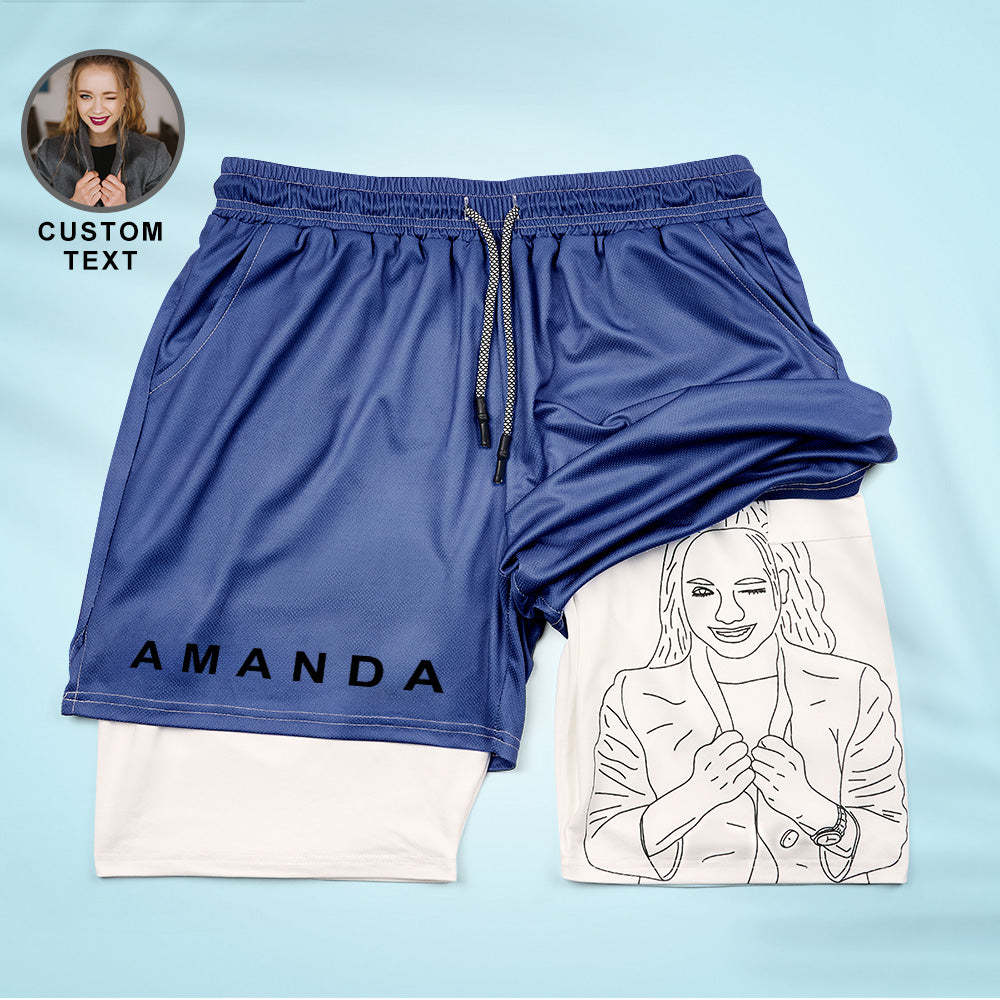 Custom Photo Men's Sports Shorts Personalized GYM Casual Workout Runni Sports Shorts Father's Day Gift - MyFaceBoxerUK