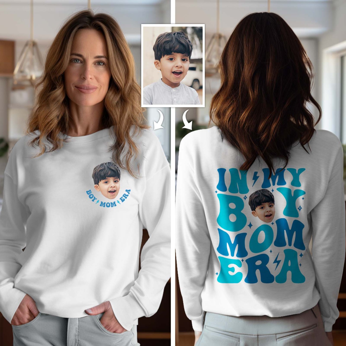 Custom Face In My Boy Mom Girl Mom Era Sweatshirt Personalized Photo Hoodie Mother's Day Gift - MyFaceBoxerUK