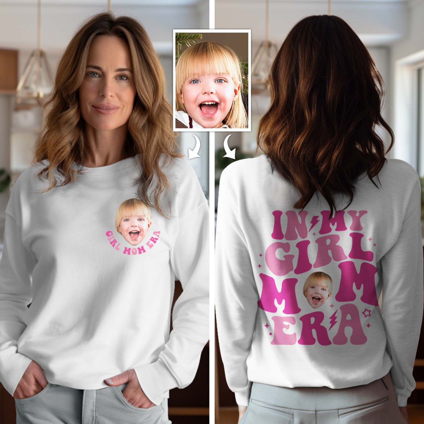 Custom Face In My Boy Mom Girl Mom Era Sweatshirt Personalized Photo Hoodie Mother's Day Gift - MyFaceBoxerUK