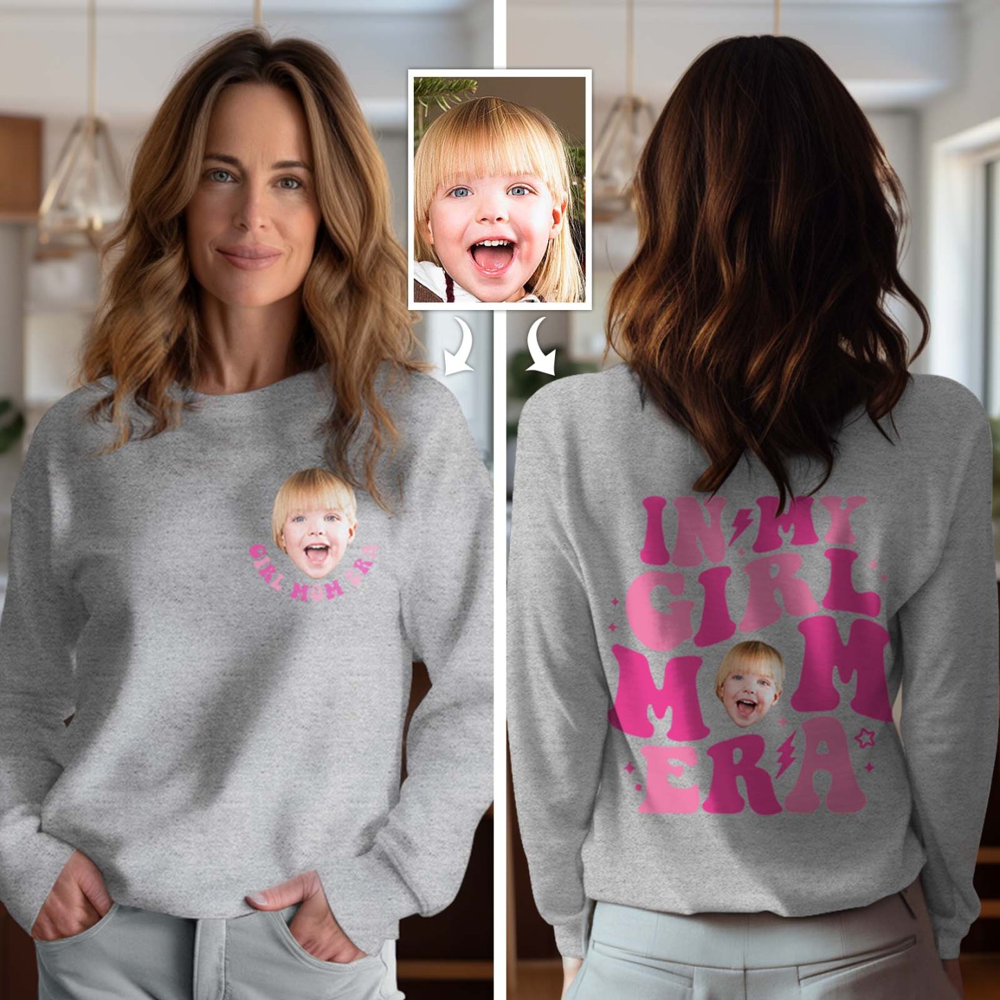 Custom Face In My Boy Mom Girl Mom Era Sweatshirt Personalized Photo Hoodie Mother's Day Gift - MyFaceBoxerUK