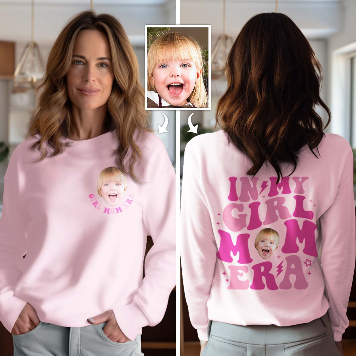 Custom Face In My Boy Mom Girl Mom Era Sweatshirt Personalized Photo Hoodie Mother's Day Gift - MyFaceBoxerUK