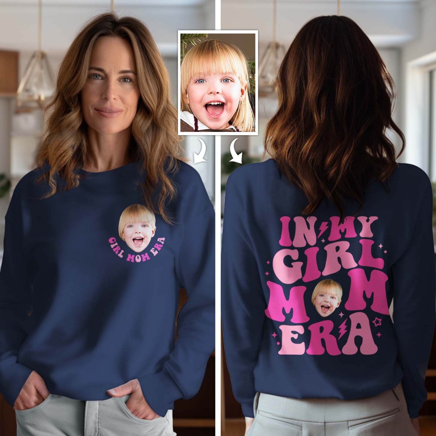 Custom Face In My Boy Mom Girl Mom Era Sweatshirt Personalized Photo Hoodie Mother's Day Gift - MyFaceBoxerUK