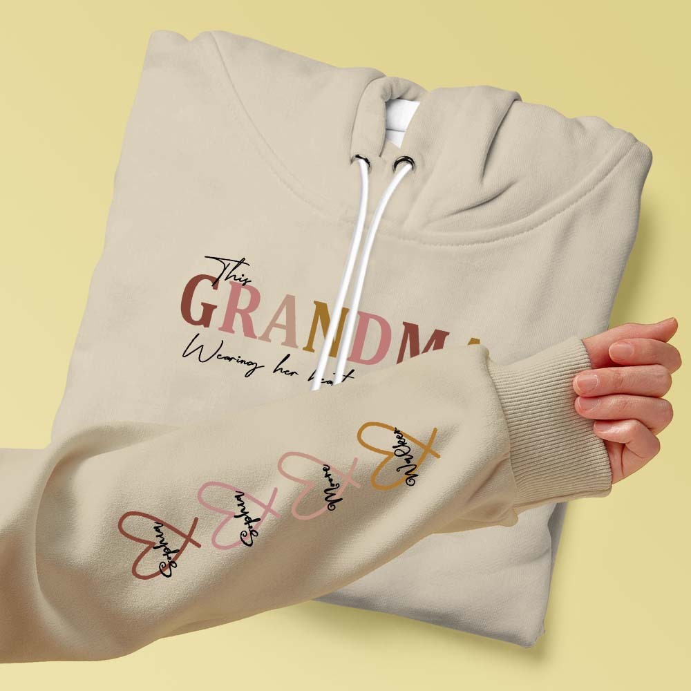 Custom Name Hoodie Personalized Hoodies Wear Heart On Sleeve Hoodie Mother's Day Gift - MyFaceBoxerUK