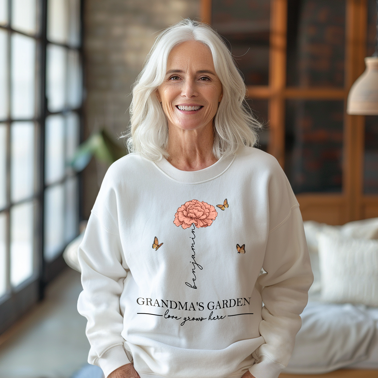 Custom Grandma's Garden Sweatshirt Mother's Day Gift Personalized Birth Flower Sweatshirt - MyFaceBoxerUK