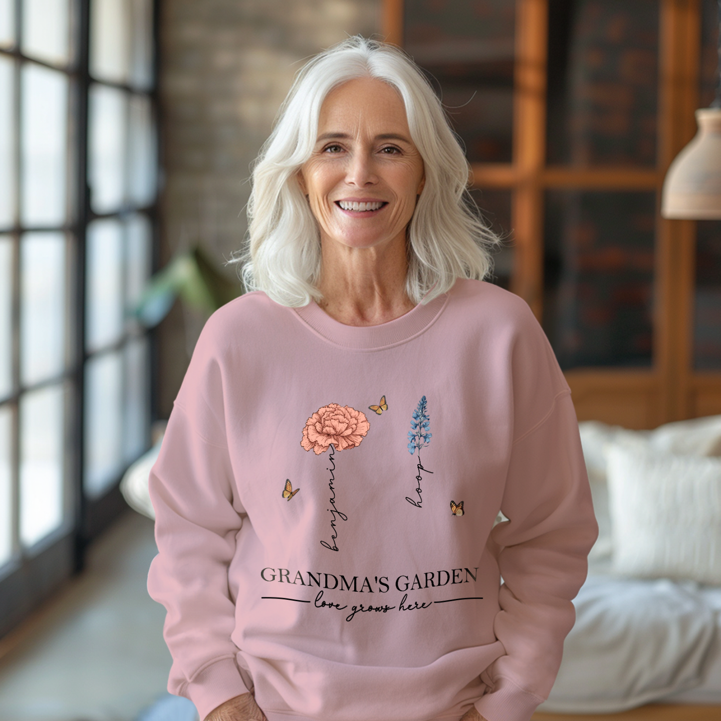Custom Grandma's Garden Sweatshirt Mother's Day Gift Personalized Birth Flower Sweatshirt - MyFaceBoxerUK