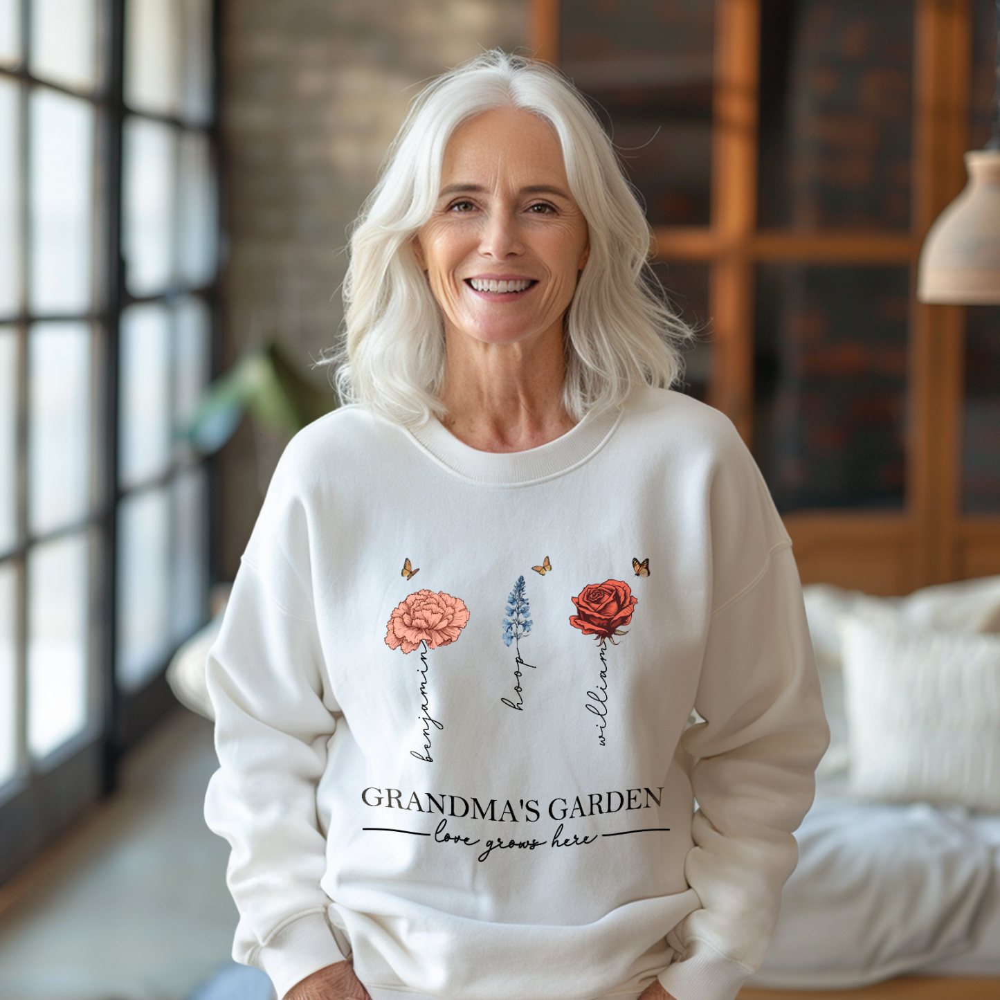 Custom Grandma's Garden Sweatshirt Mother's Day Gift Personalized Birth Flower Sweatshirt - MyFaceBoxerUK