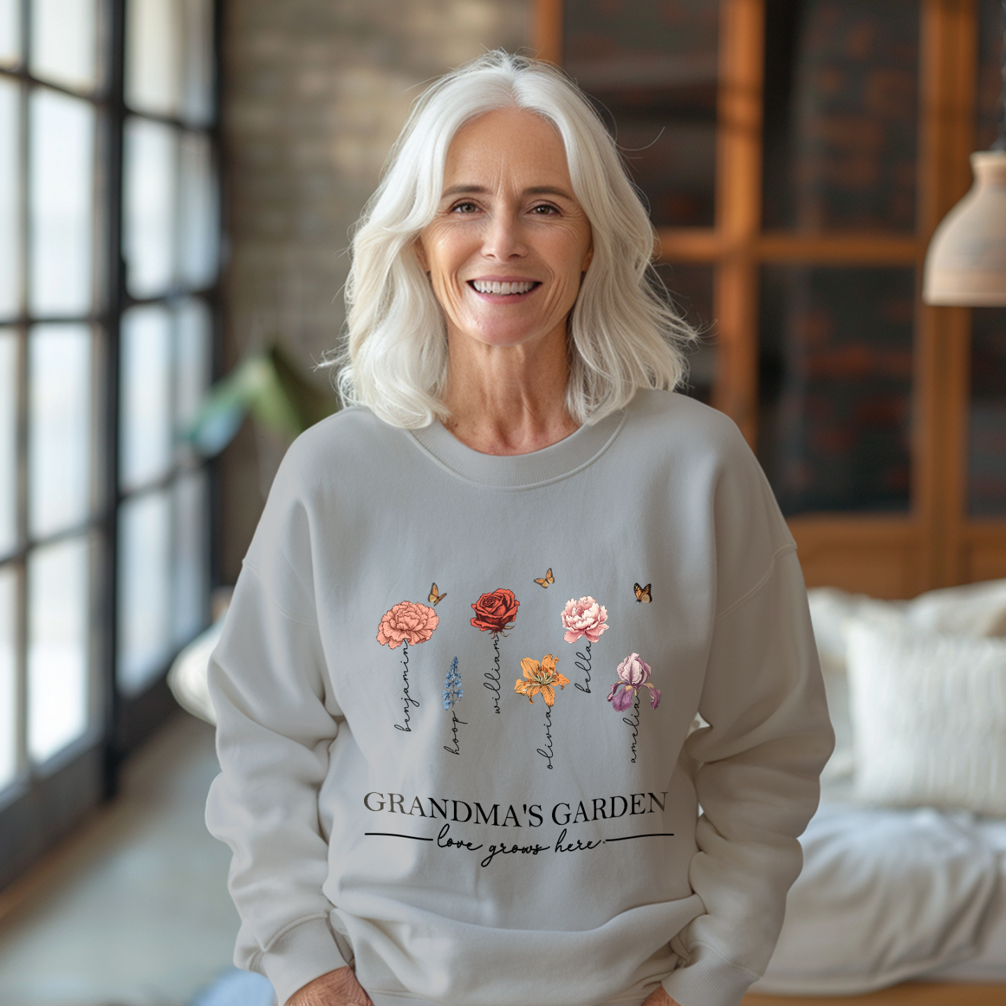Custom Grandma's Garden Sweatshirt Mother's Day Gift Personalized Birth Flower Sweatshirt - MyFaceBoxerUK