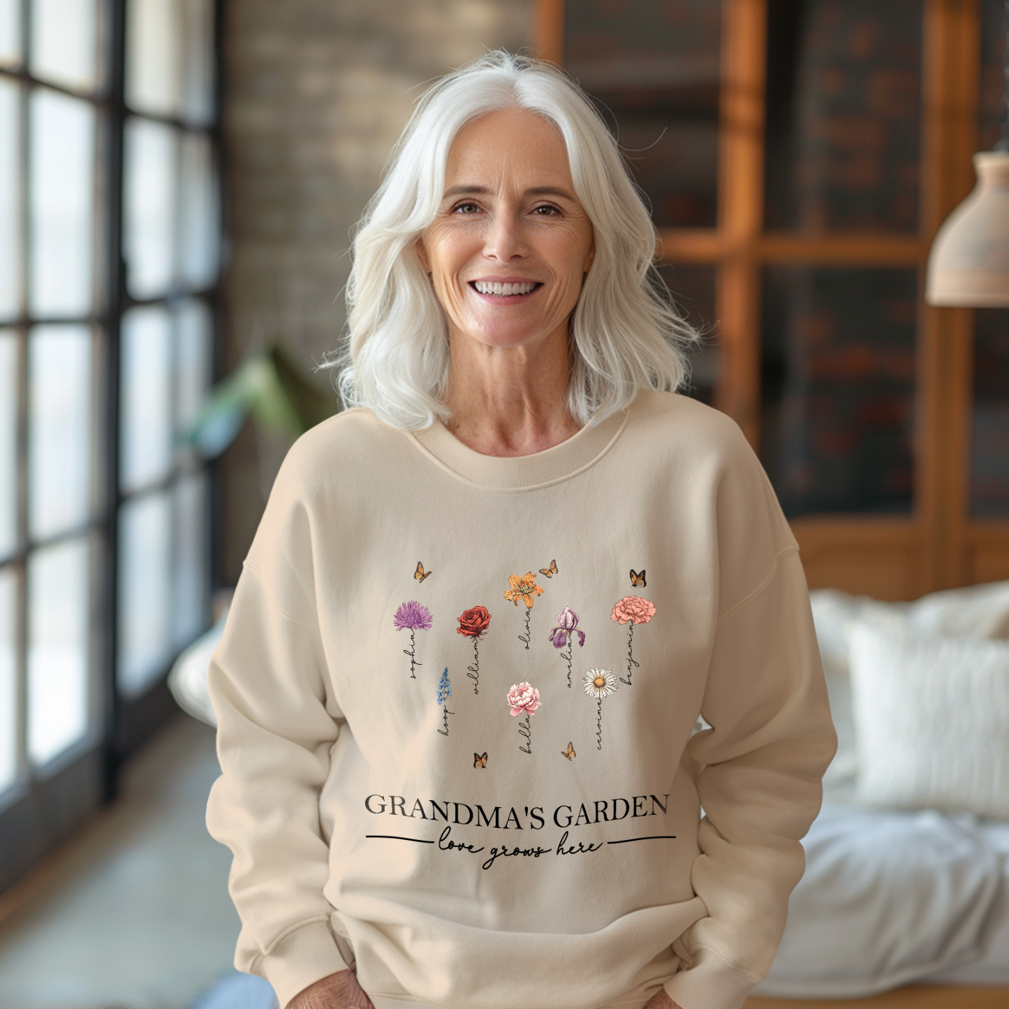 Custom Grandma's Garden Sweatshirt Mother's Day Gift Personalized Birth Flower Sweatshirt - MyFaceBoxerUK