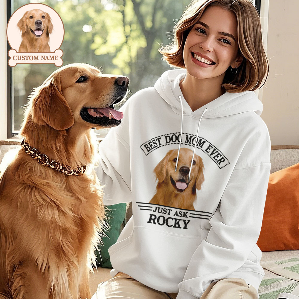 Custom Photo Hoodie Personalized Name Hoodie Best Dog Dad/Mom Ever for Pet Lover