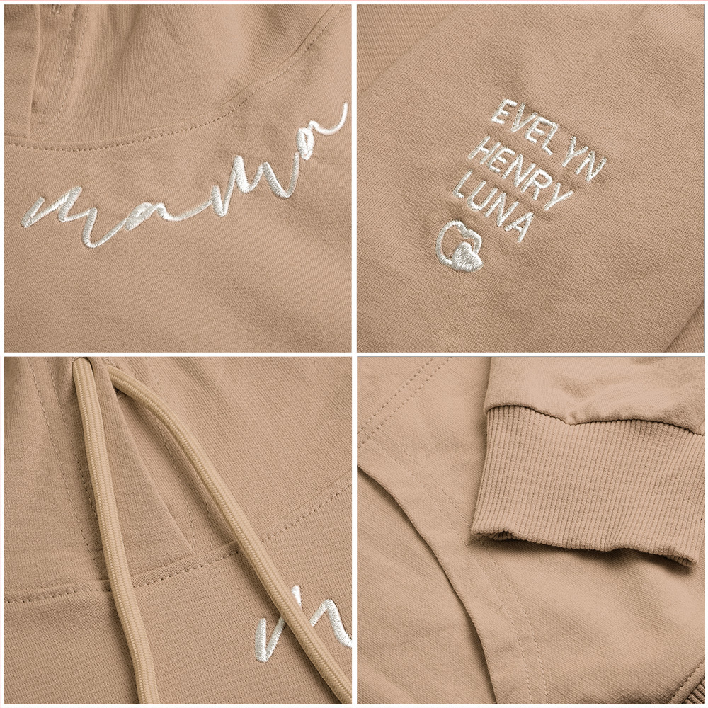 Personalized Embroidered Mama Hoodie Custom Neck and Sleeve Design Hoodie for Mom