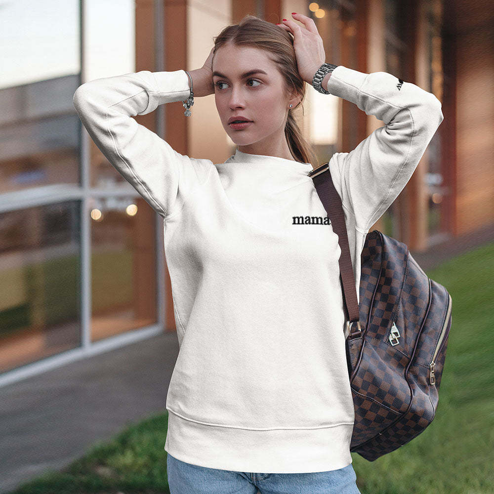 Custom Engraved Hoodie Round Neck Color Embroidery Mother's Day Gifts - MyFaceBoxerUK