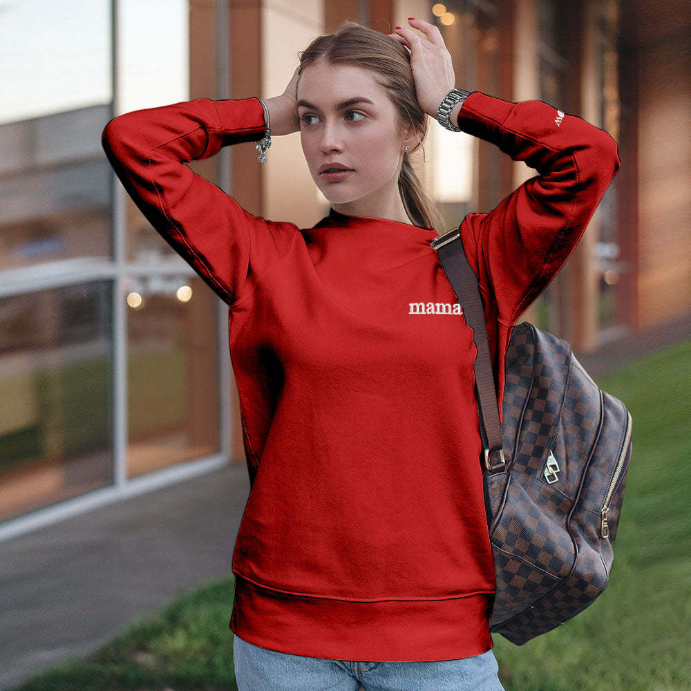 Custom Engraved Hoodie Round Neck Color Embroidery Mother's Day Gifts - MyFaceBoxerUK