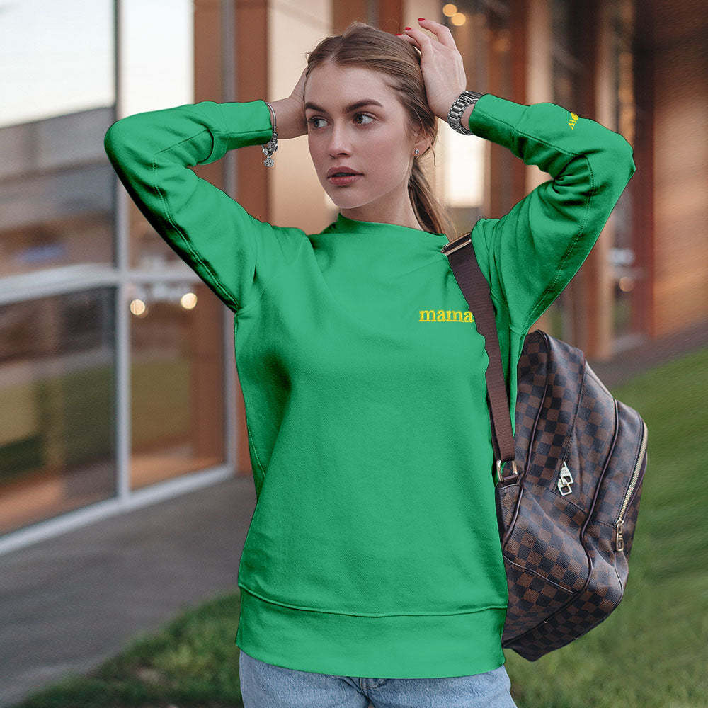 Custom Engraved Hoodie Round Neck Color Embroidery Mother's Day Gifts - MyFaceBoxerUK
