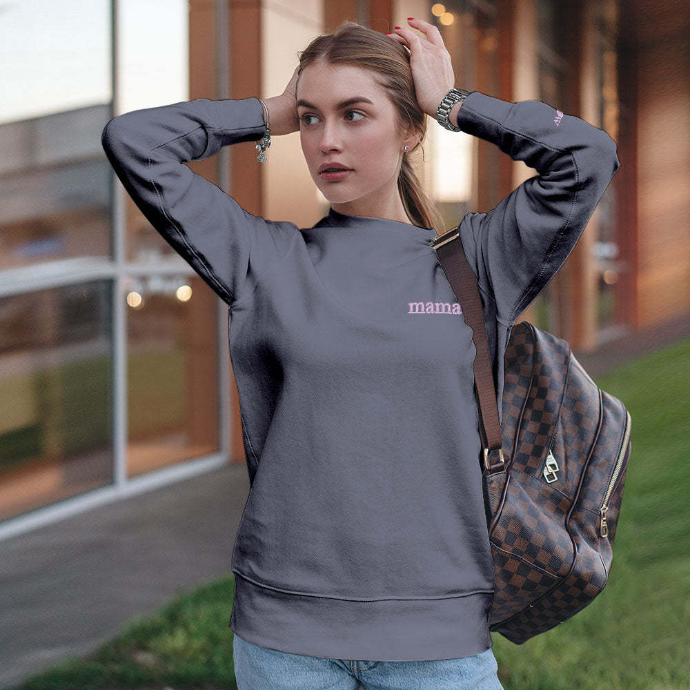 Custom Engraved Hoodie Round Neck Color Embroidery Mother's Day Gifts - MyFaceBoxerUK