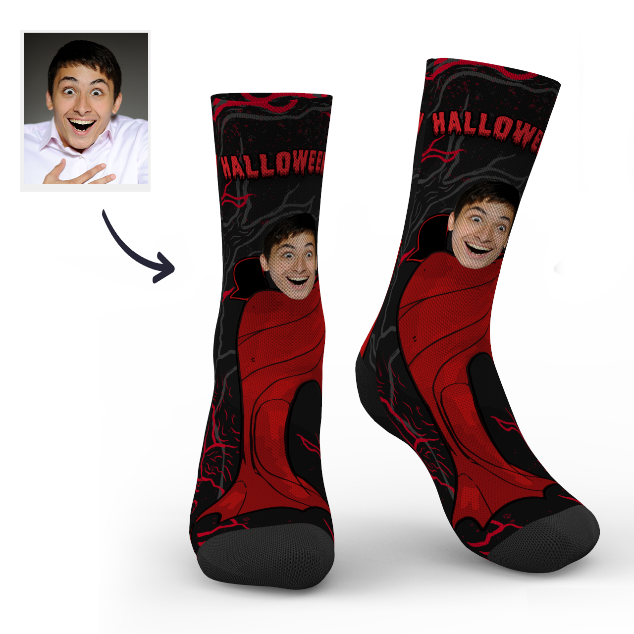 Halloween Customized Men's Monster Socks - MyFaceBoxerUK