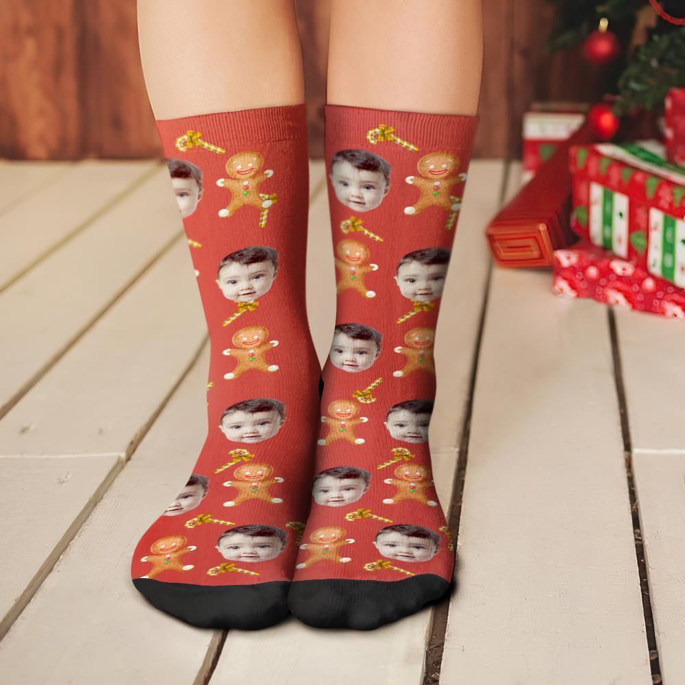 Custom Christmas Socks Personalised Face Funny Socks - Christmas Cookies - MyFaceBoxerUK