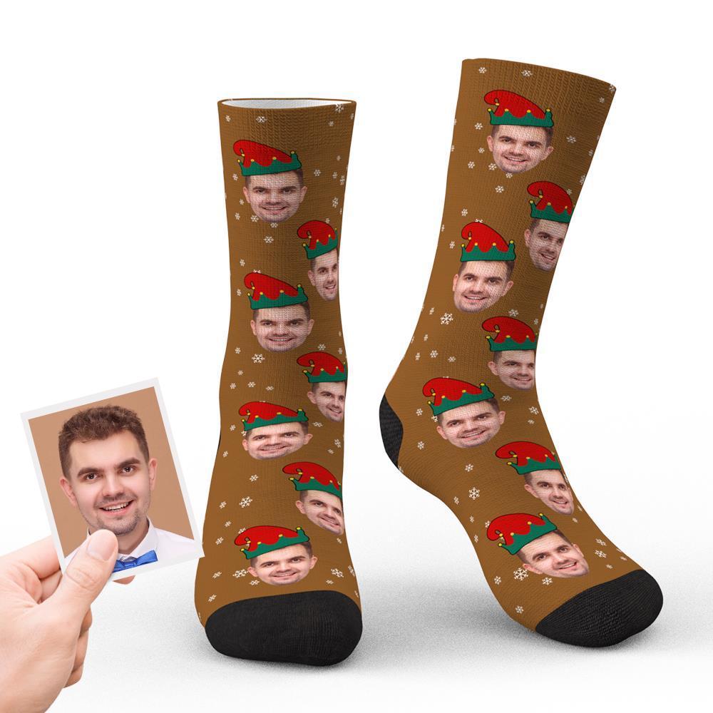 Custom Christmas Socks Personalised Face Funny Socks - Christmas Elf - MyFaceBoxerUK