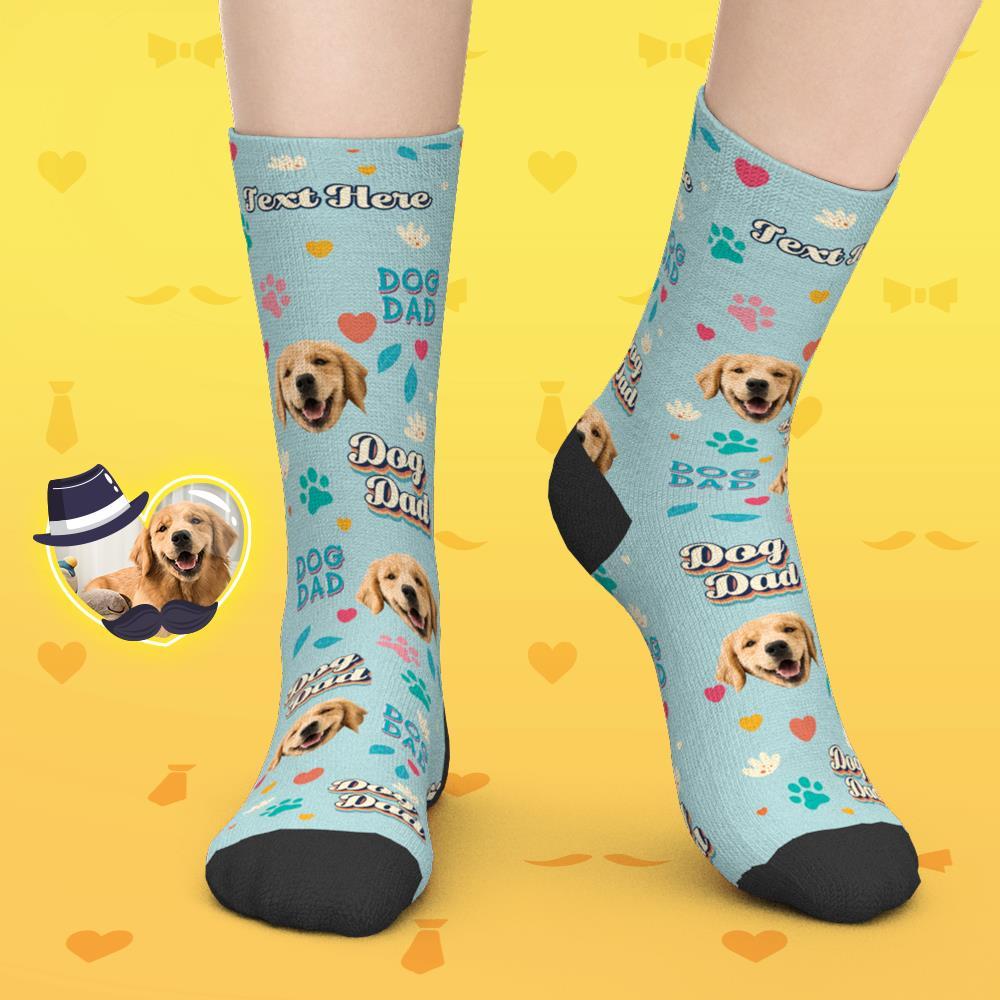 Gifts for Dad, Custom Face Socks Add Pictures And Name - Dog Dad - MyFaceBoxerUK