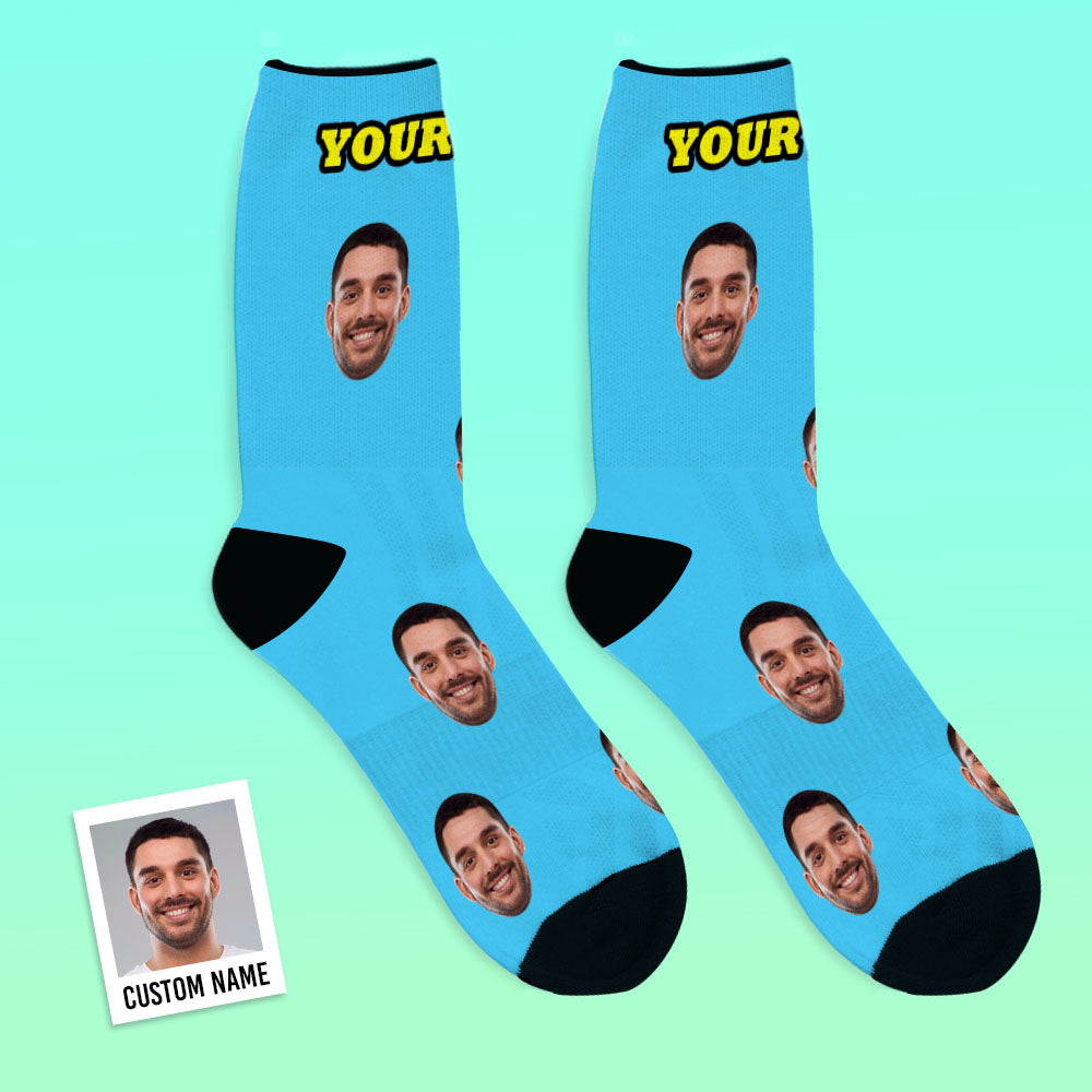 Custom Face Socks With Your Text Colorful Socks	 - MyFaceBoxerUK