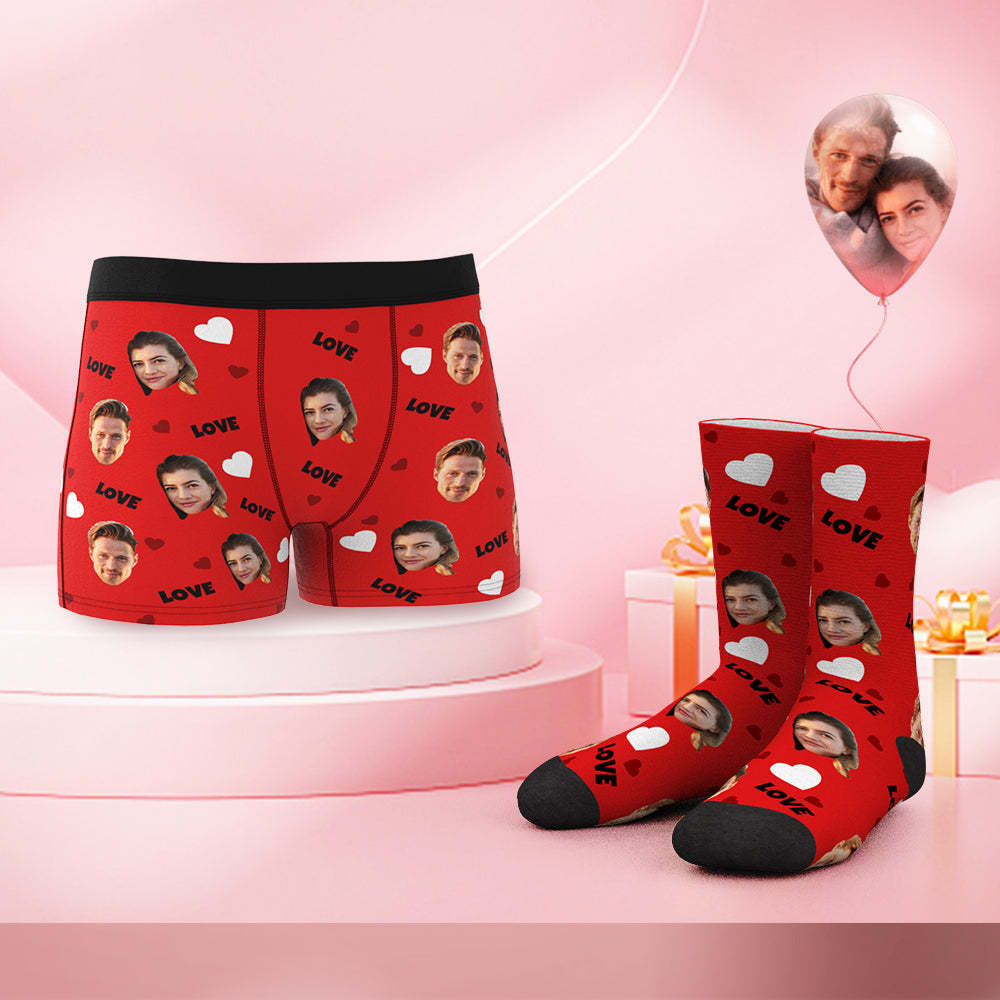 Custom Face Boxer Shorts And Socks Set Love Heart - MyFaceBoxerUK