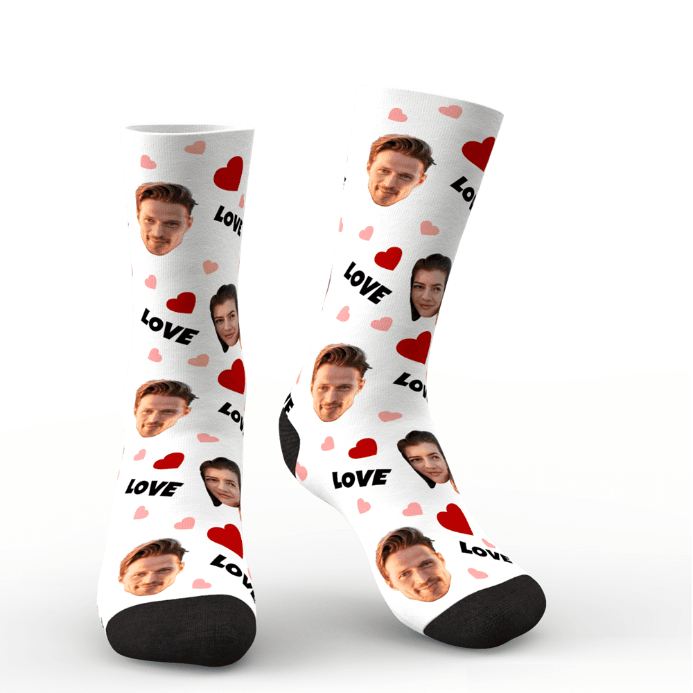 Custom Love And Face On Crew Socks - MyFaceBoxerUK