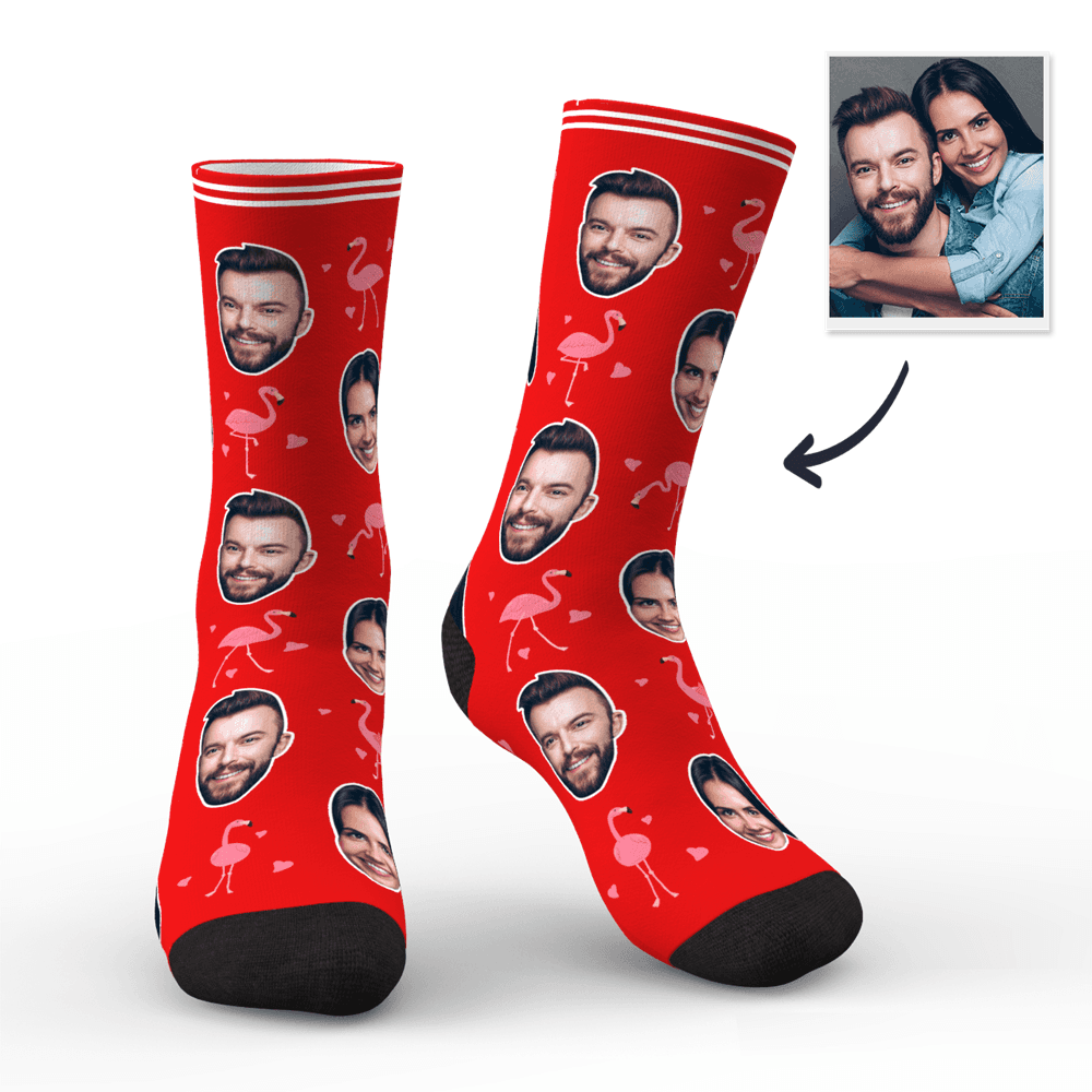 Couple Custom Swan And Face On Crew Socks - MyFaceBoxerUK