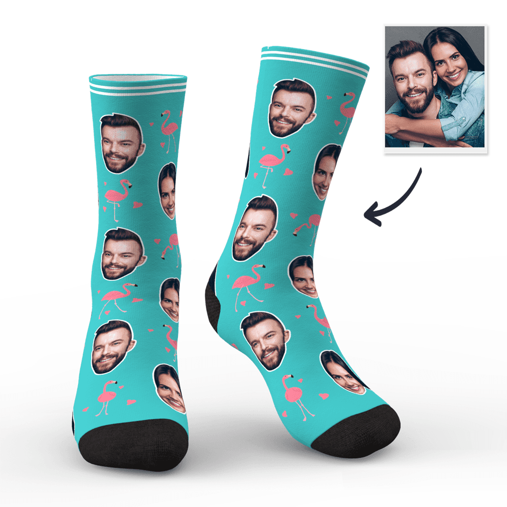 Couple Custom Swan And Face On Crew Socks - MyFaceBoxerUK
