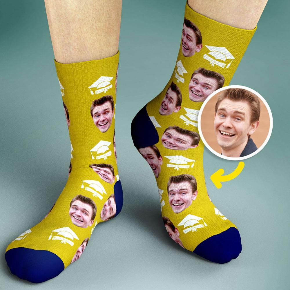 Custom Face Sock Bachelor Cap Graduation Gifts - MyFaceBoxerUK