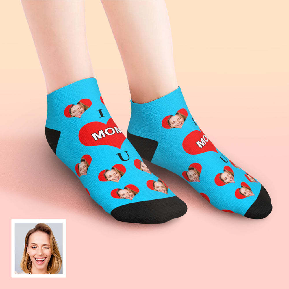 Custom Low Cut Ankle Face Socks I Love Mom	 - MyFaceBoxerUK