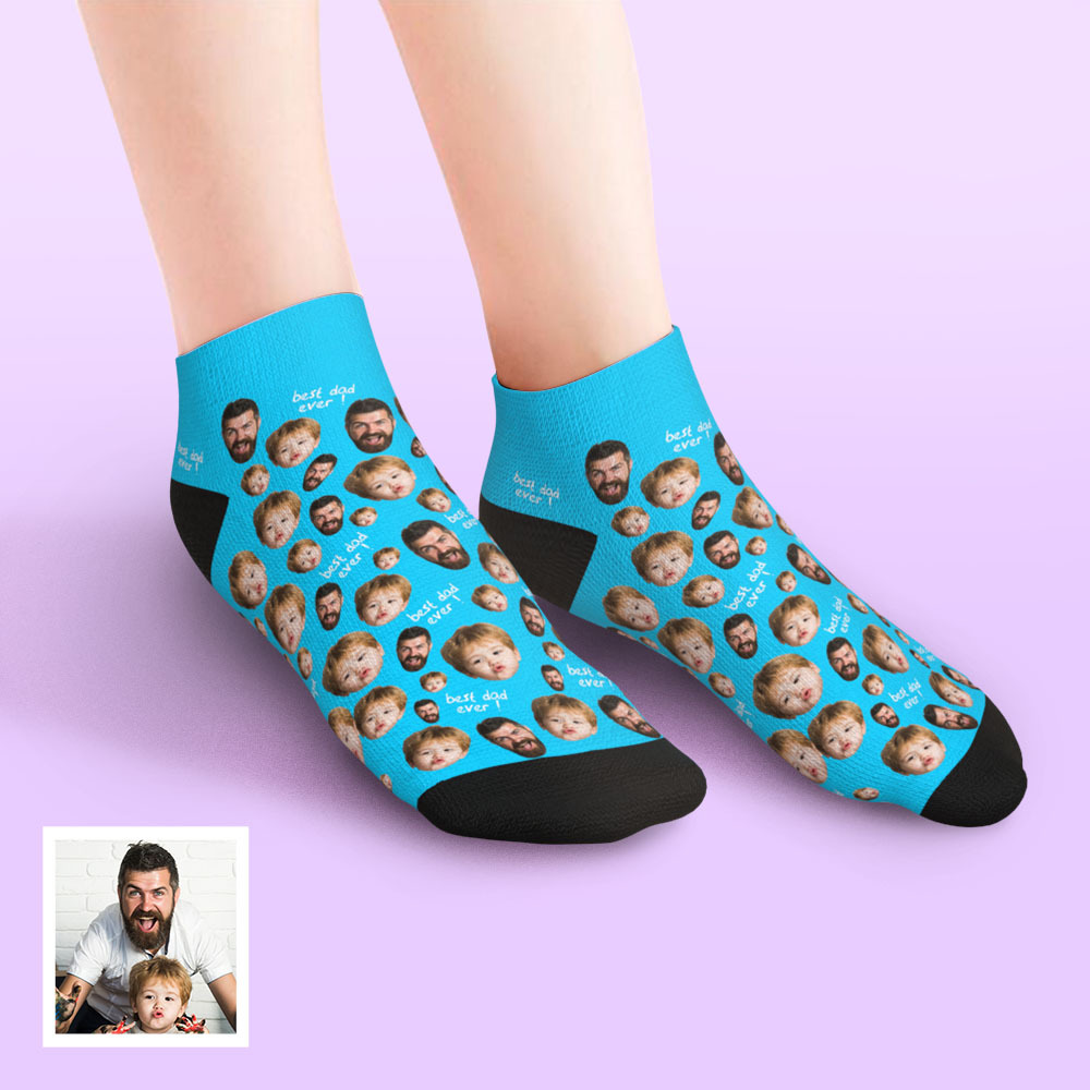 Custom Low Cut Ankle Face Socks To The Best Dad - MyFaceBoxerUK