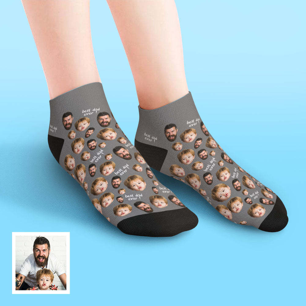 Custom Low Cut Ankle Face Socks To The Best Dad - MyFaceBoxerUK