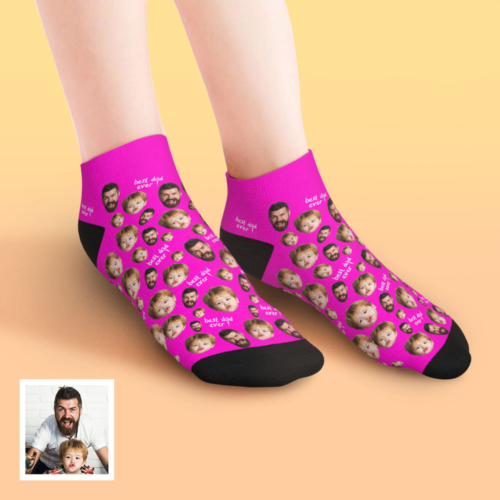 Custom Low Cut Ankle Face Socks To The Best Dad - MyFaceBoxerUK