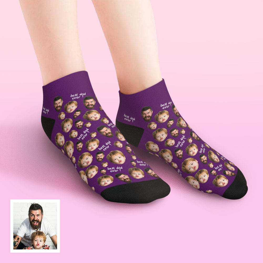 Custom Low Cut Ankle Face Socks To The Best Dad - MyFaceBoxerUK