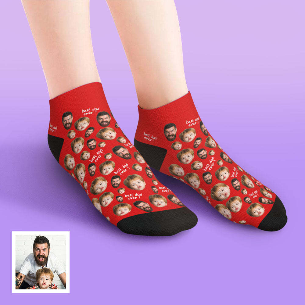Custom Low Cut Ankle Face Socks To The Best Dad - MyFaceBoxerUK