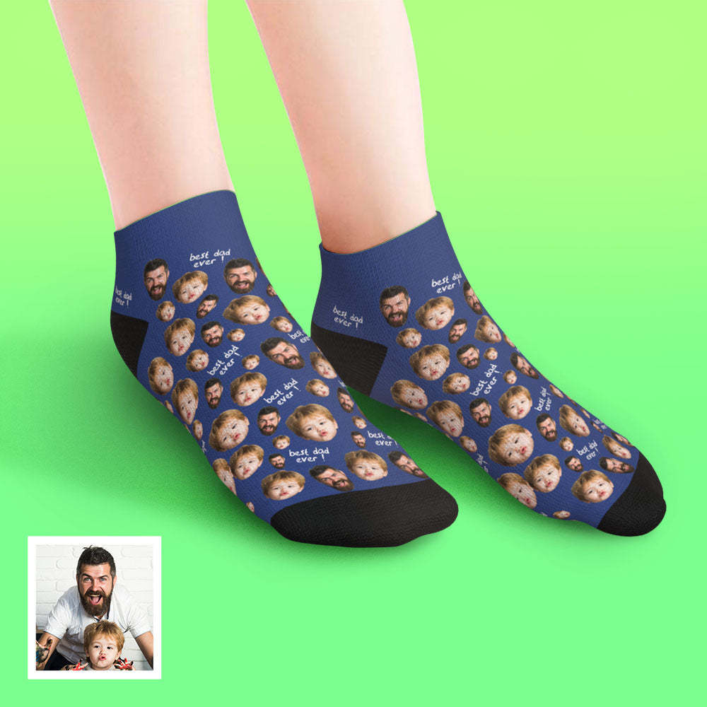 Custom Low Cut Ankle Face Socks To The Best Dad - MyFaceBoxerUK