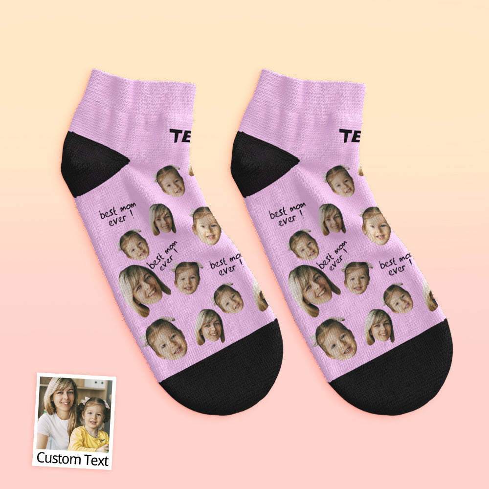 Custom Low Cut Ankle Face Socks For Mother Best Mom Ever - MyFaceBoxerUK
