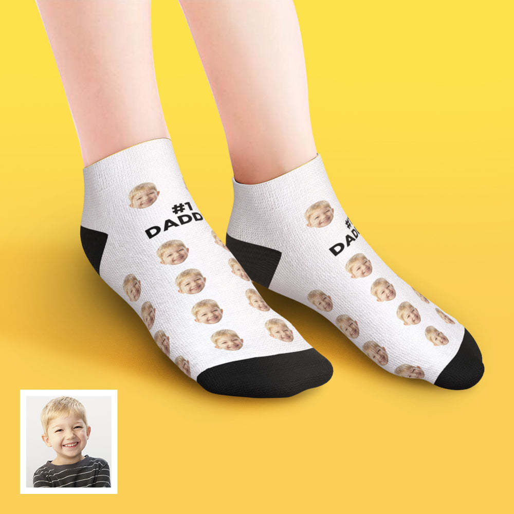 Custom Low Cut Ankle Face Socks For Dad #1 Daddy	 - MyFaceBoxerUK