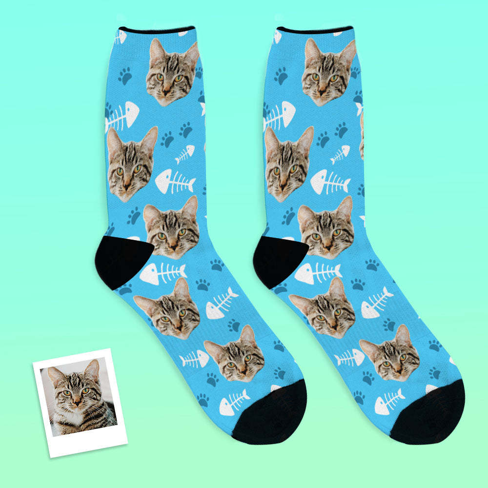 Custom Cat Happy Socks With Your Text - MyFaceBoxerUK