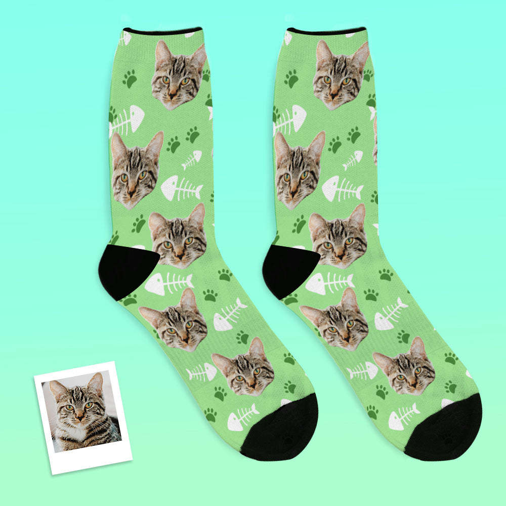 Custom Cat Happy Socks With Your Text - MyFaceBoxerUK