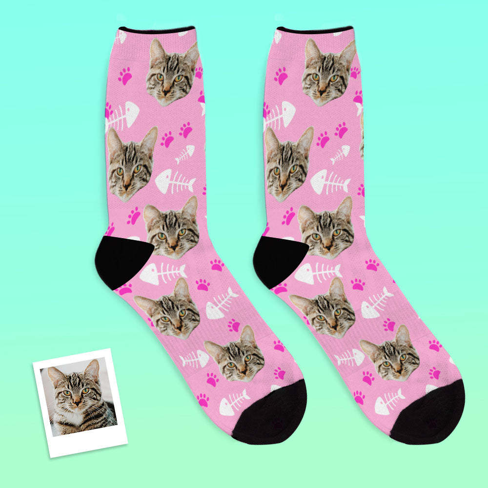 Custom Cat Happy Socks With Your Text - MyFaceBoxerUK