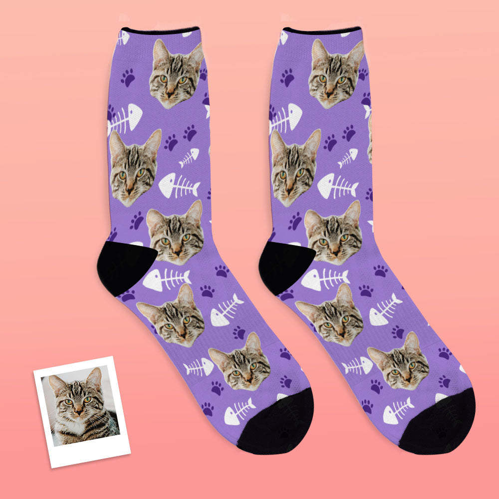 Custom Cat Happy Socks With Your Text - MyFaceBoxerUK
