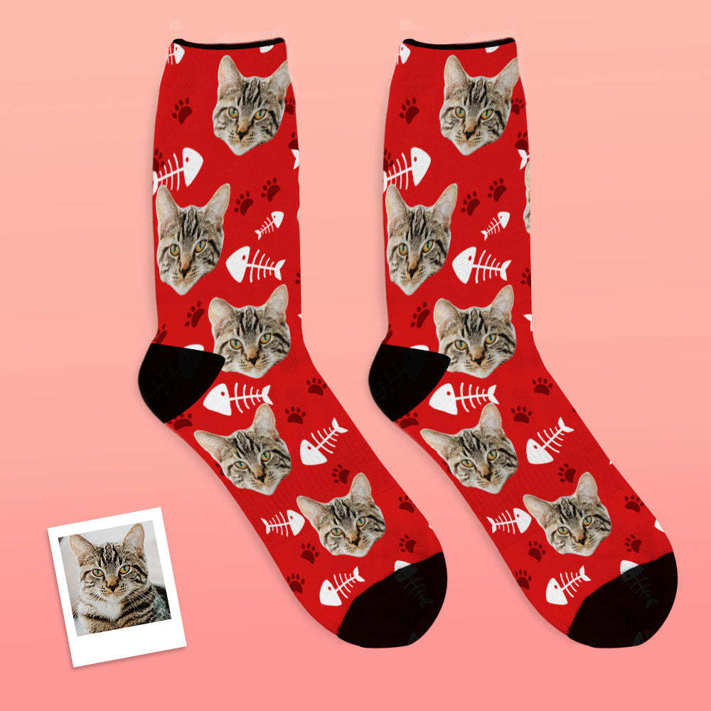 Custom Cat Happy Socks With Your Text - MyFaceBoxerUK