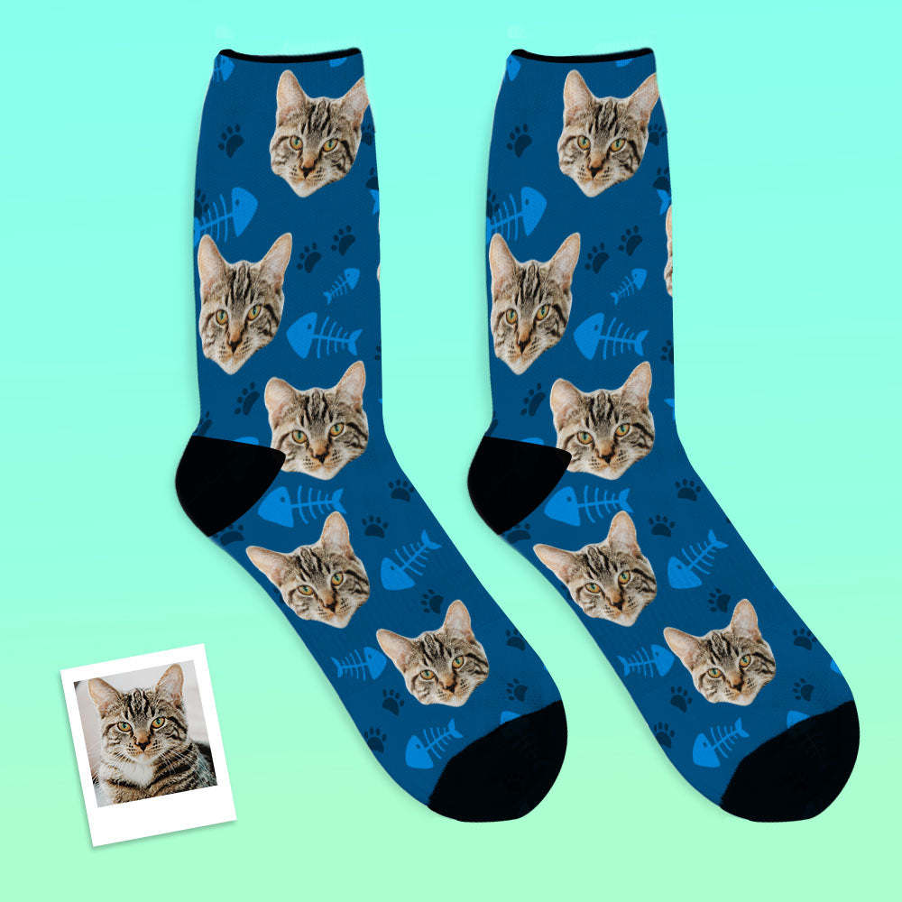 Custom Cat Happy Socks With Your Text - MyFaceBoxerUK
