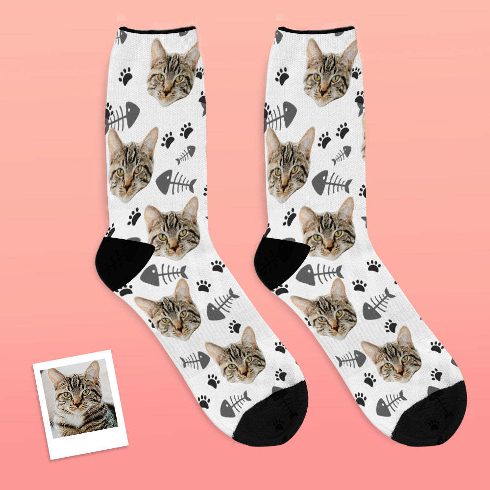 Custom Cat Happy Socks With Your Text	 - MyFaceBoxerUK